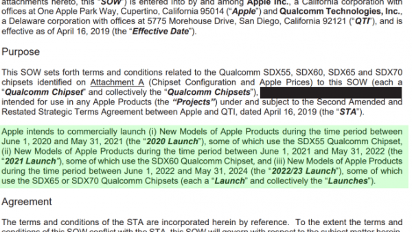 协议显示苹果未来将采购高通5G基带：骁龙X55打头阵