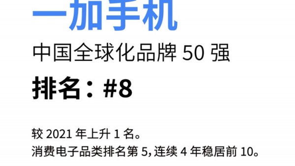 BrandZ中国全球化品牌50强名单出炉，一加排名第8